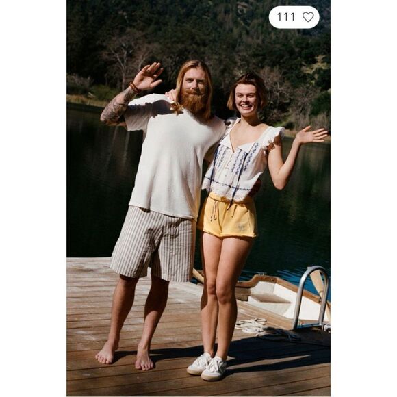 NEW Anthropologie Sundry Los Angeles 10 Yellow Lounge Shorts Medium or X-Small - Picture 4 of 4